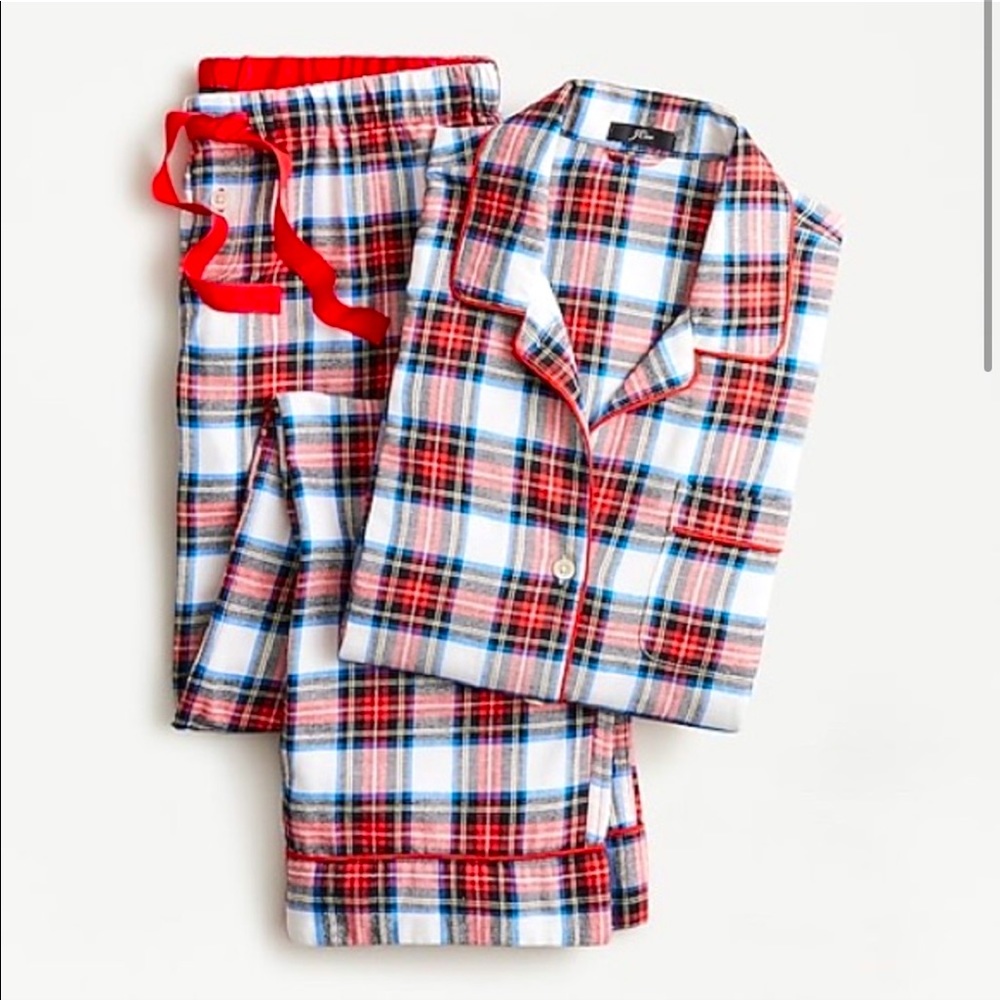 J. Crew flannel pajama set in white-out plaid